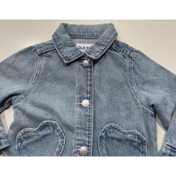 Old Navy Heart Pocket Jean Jacket Baby Girl Size 12-18M Denim Light Wash Love - Picture 4 of 7